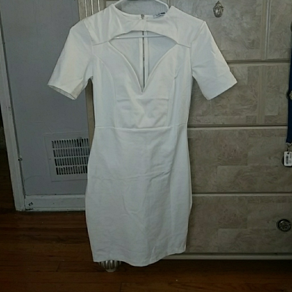 Cutout midi white dress